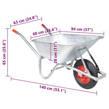 vidaXL Καροτσάκι 90 L 150 kg από γαλβανισμένο χάλυβα πλαστικό