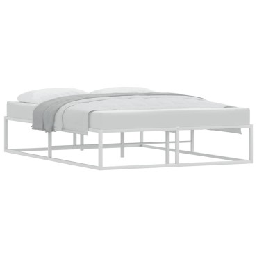 vidaXL Πλαίσιο κρεβατιού χωρίς στρώμα Λευκό 140x200 cm Μεταλλικό