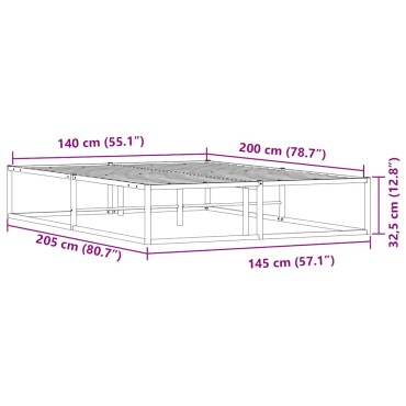 vidaXL Πλαίσιο κρεβατιού χωρίς στρώμα Λευκό 140x200 cm Μεταλλικό