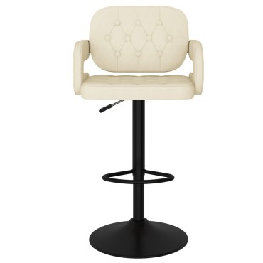 vidaXL Σκαμπό Μπαρ 2 τεμ. Κρεμ Υφασμάτινα 58x50x(93-115)cm