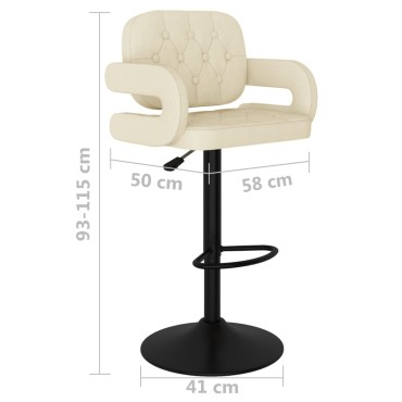 vidaXL Σκαμπό Μπαρ 2 τεμ. Κρεμ Υφασμάτινα 58x50x(93-115)cm