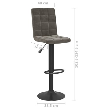 vidaXL Σκαμπό Μπαρ Σκούρο Γκρι Βελούδινο 40x52x(102,5-124,5)cm 1 τεμ.