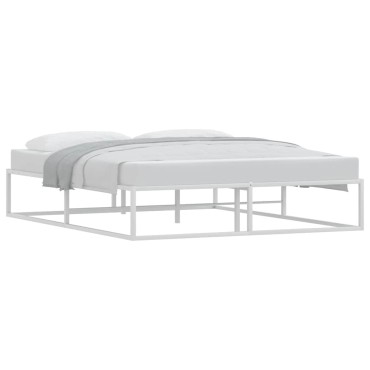 vidaXL Πλαίσιο κρεβατιού χωρίς στρώμα Λευκό 160x200 cm Μεταλλικό