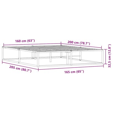 vidaXL Πλαίσιο κρεβατιού χωρίς στρώμα Λευκό 160x200 cm Μεταλλικό