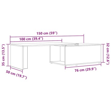 vidaXL Τραπεζάκι Σαλονιού Παλιό ξύλο 150x50x35cm από Μοριοσανίδα 1 τεμ.