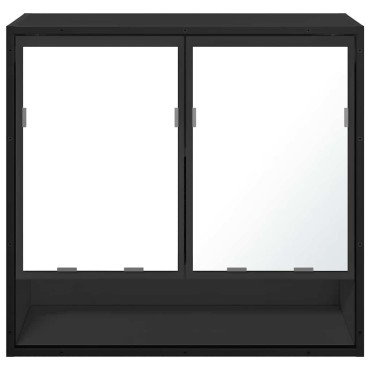 vidaXL Καθρέφτης Μπάνιου με Ντουλάπι Μαύρος 65x20x60cm Επεξ. Ξύλο 1 τεμ.