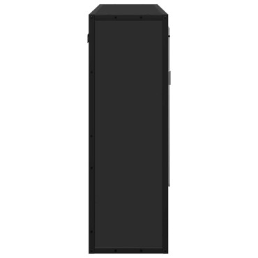 vidaXL Καθρέφτης Μπάνιου με Ντουλάπι Μαύρος 65x20x60cm Επεξ. Ξύλο 1 τεμ.