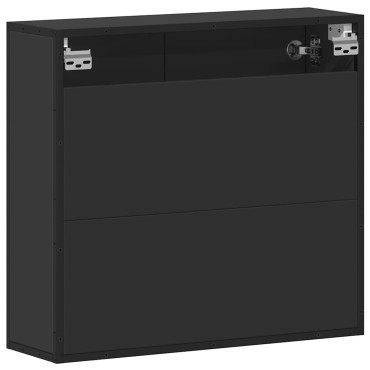 vidaXL Καθρέφτης Μπάνιου με Ντουλάπι Μαύρος 65x20x60cm Επεξ. Ξύλο 1 τεμ.