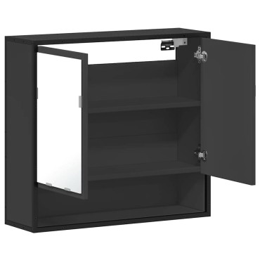 vidaXL Καθρέφτης Μπάνιου με Ντουλάπι Μαύρος 65x20x60cm Επεξ. Ξύλο 1 τεμ.