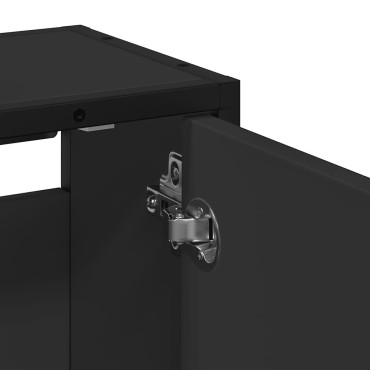 vidaXL Καθρέφτης Μπάνιου με Ντουλάπι Μαύρος 65x20x60cm Επεξ. Ξύλο 1 τεμ.
