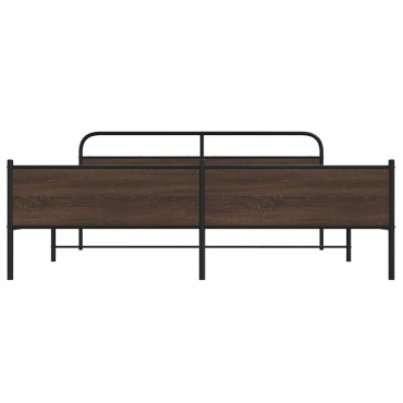 vidaXL Σκελετός Κρεβ. Χωρίς Στρώμα Καφέ Δρυς 180x200 εκ. Μεταλλικό