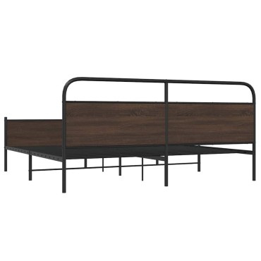 vidaXL Σκελετός Κρεβ. Χωρίς Στρώμα Καφέ Δρυς 180x200 εκ. Μεταλλικό