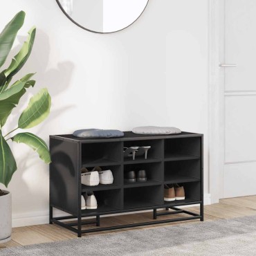 vidaXL Παπουτσοθήκη Μαύρη 84x40x53,5cm από Επεξεργασμένο Ξύλο μέταλλο 1 τεμ.