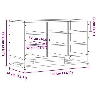 vidaXL Παπουτσοθήκη Μαύρη 84x40x53,5cm από Επεξεργασμένο Ξύλο μέταλλο 1 τεμ.