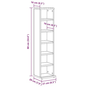 vidaXL Έπιπλο για CD Παλιό ξύλο 21x20x88cm από Επεξεργασμένο Ξύλο 1 τεμ.