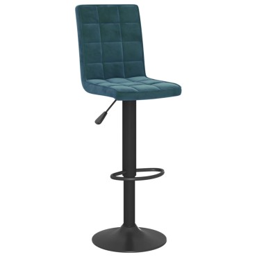 vidaXL Σκαμπό Μπαρ Μπλε Βελούδινο 40x52x(102,5-124,5)cm 1 τεμ.