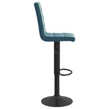vidaXL Σκαμπό Μπαρ Μπλε Βελούδινο 40x52x(102,5-124,5)cm 1 τεμ.