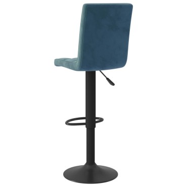 vidaXL Σκαμπό Μπαρ Μπλε Βελούδινο 40x52x(102,5-124,5)cm 1 τεμ.