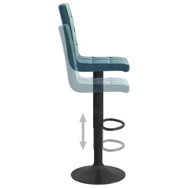 vidaXL Σκαμπό Μπαρ Μπλε Βελούδινο 40x52x(102,5-124,5)cm 1 τεμ.