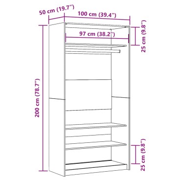 vidaXL Ντουλάπα Όψη Παλαιού Ξύλου 100x50x200cm από Επεξεργασμένο Ξύλο 1 τεμ.