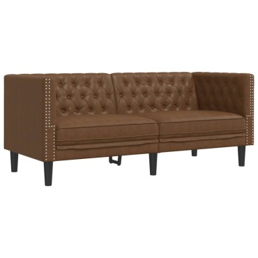 vidaXL Καναπές Chesterfield 2-θέσιος Καφέ δέρμα Faux Suede καφέ 174x74,5x70,5cm