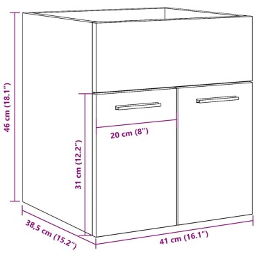 vidaXL Ντουλάπι νιπτήρα μπάνιου Δρυς τεχνίτης 41x38,5x46cm