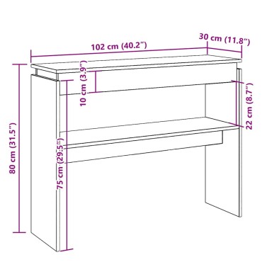 vidaXL Τραπέζι Κονσόλα Αρτισιανή Δρυς 102x30x80cm Επεξεργασμένο Ξύλο 1 τεμ.