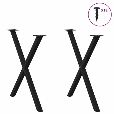vidaXL Πόδια τραπεζαρίας σχήμα Χ 2 τεμ. Μαύρο 80x(72-73)cm Χάλυβας