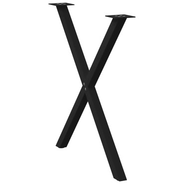 vidaXL Πόδια τραπεζαρίας σχήμα Χ 2 τεμ. Μαύρο 80x(72-73)cm Χάλυβας