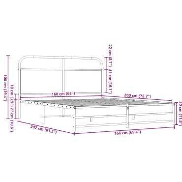 vidaXL Πλαίσιο Κρεβατιού Χωρ. Στρώμα Καφέ Δρυς 150x200εκ. Επ. Ξύλο