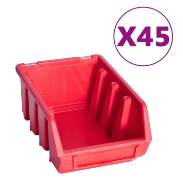 vidaXL Σκαφάκια Αποθήκευσης Σετ 96 τεμ. Κόκκινα/Μαύρα με Πάνελ Τοίχου
