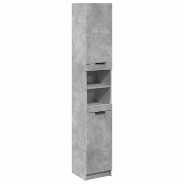 vidaXL Ντουλάπι Μπάνιου Γκρι Σκυροδέματος 32x34x188,5cm Επεξ. Ξύλο 1 τεμ.