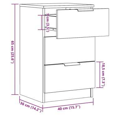 vidaXL Κομοδίνο Όψη Παλαιού Ξύλου 40x36x65cm από Επεξ. Ξύλο 1 τεμ.