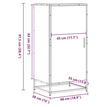 vidaXL Παπουτσοθήκη Καπνιστή Δρυς 48x38x97,5cm Επεξεργασμένο Ξύλο