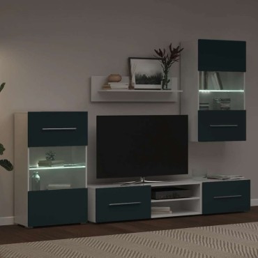 vidaXL Μονάδες τηλεόρασης 5 τεμαχίων με φωτισμό LED Ματ Indigo