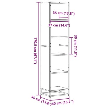 vidaXL Βιβλιοθήκη Καπνιστή Δρυς 40x35x170,5cm από Επεξεργασμένο Ξύλο 1 τεμ.