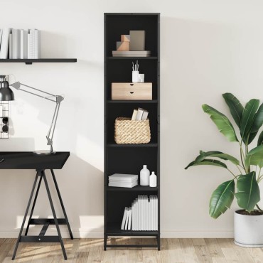 vidaXL Βιβλιοθήκη Μαύρη 40x35x170,5cm από Μοριοσανίδα 1 τεμ.