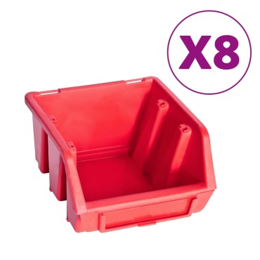 vidaXL Σκαφάκια Αποθήκευσης Σετ 39 τεμ. Κόκκινα/Μαύρα με Πάνελ Τοίχου