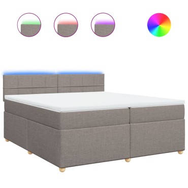 vidaXL Κρεβάτι Boxspring με Στρώμα Taupe 200x200cm Υφασμάτινο 1 τεμ. - Διπλό