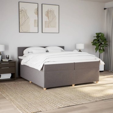 vidaXL Κρεβάτι Boxspring με Στρώμα Taupe 200x200cm Υφασμάτινο 1 τεμ. - Διπλό