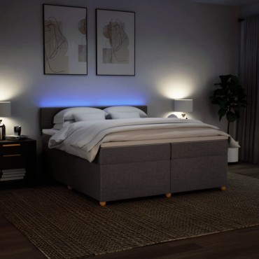 vidaXL Κρεβάτι Boxspring με Στρώμα Taupe 200x200cm Υφασμάτινο 1 τεμ. - Διπλό