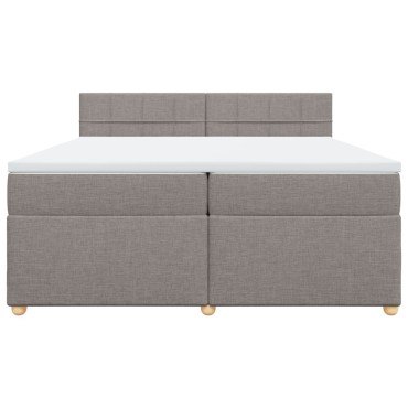 vidaXL Κρεβάτι Boxspring με Στρώμα Taupe 200x200cm Υφασμάτινο 1 τεμ. - Διπλό
