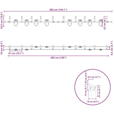 vidaXL Μηχανισμός Συρόμενης Μεσόπορτας Μαύρος 366 εκ. Ατσάλινος