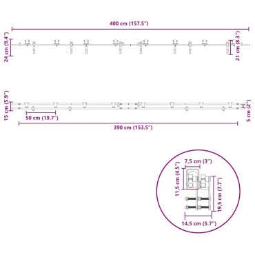 vidaXL Μηχανισμός Συρόμενης Μεσόπορτας Ασημί 400 εκ. Ανοξείδωτο Ατσάλι
