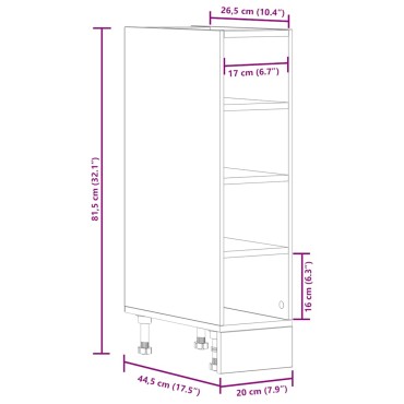 vidaXL Ντουλάπι κάτω μέρος Riga Γκρι sonoma 20x44,5x81,5cm 1 τεμ.