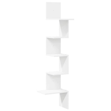 vidaXL Γωνιακή Ραφιέρα Τοίχου Λευκή 32x32x127,5cm Μοριοσανίδα 1 τεμ.
