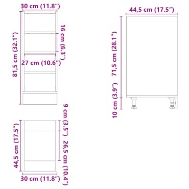 vidaXL Κάτω ντουλάπι Riga καφέ δρυς 30x44,5x81,5cm