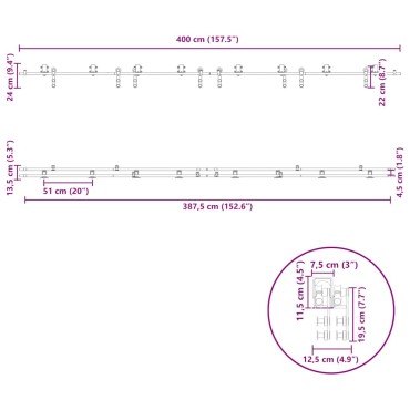 vidaXL Μηχανισμός Συρόμενης Μεσόπορτας Ασημί 400 εκ. Ανοξείδωτο Ατσάλι