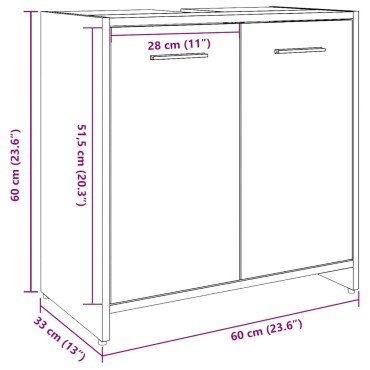 vidaXL Ντουλάπι Νιπτήρα Μπάνιου Μπετόν Γκρι 60x33x60cm Επεξ. Ξύλο 1 τεμ.