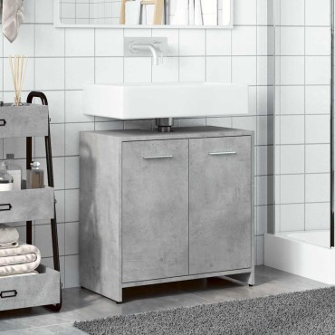 vidaXL Ντουλάπι Νιπτήρα Μπάνιου Μπετόν Γκρι 60x33x60cm Επεξ. Ξύλο 1 τεμ.